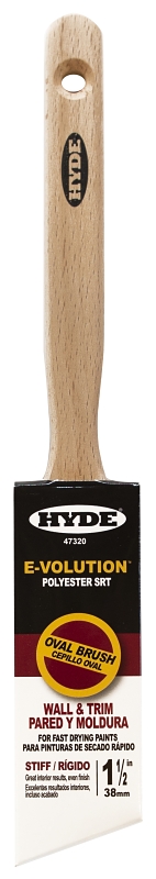 Hyde 47320 Paint Brush, Oval Brush, 1-1/2 in L Bristle, Polyester Bristle, 6/PK