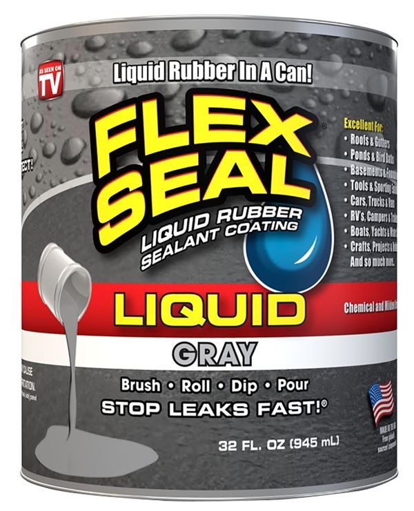 Flex Seal LFSGRYR32 Rubberized Coating, Gray, 32 oz, Can