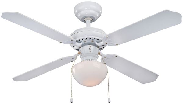 Boston Harbor CF-78133 Ceiling Fan, 4-Blade, White Housing, 42 in Sweep, MDF Blade, 3-Speed