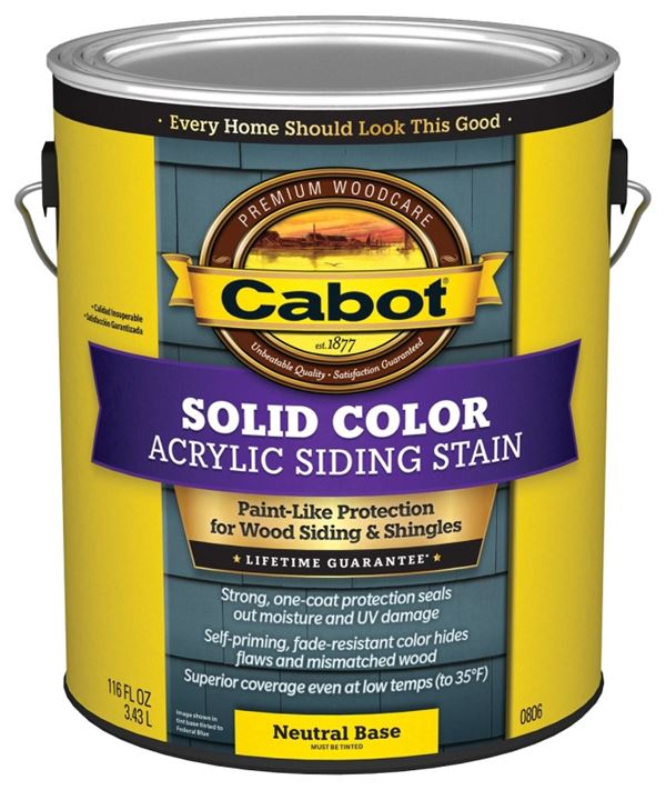 Cabot 800 Series 140.0000806.007 Solid Color Siding Stain, Natural Flat, Liquid, 1 gal, Can, Pack of 4