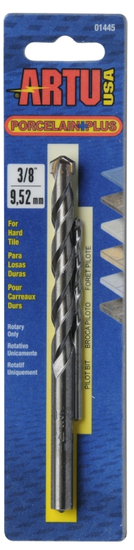 ARTU 01445 Drill Bit, 3/8 in Dia, 5-5/16 in OAL, Flat Flute, 2-Flute, 3/8 in Dia Shank, Straight Shank