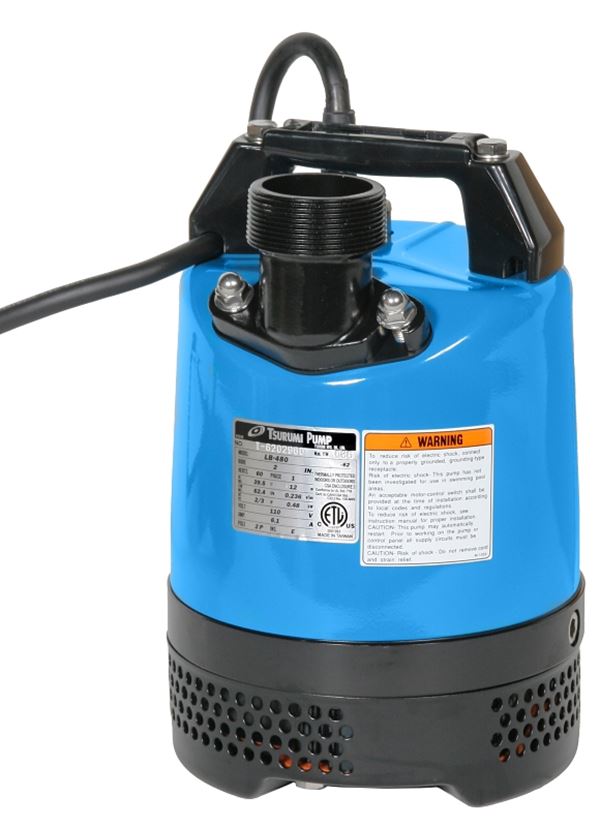 Tsurumi Pump LB-480-62 Submersible Pump, 1-Phase, 6.1 A, 115/230 V, 0.66 hp, 2 in Outlet, 39-1/2 ft Max Head, 15.9 gpm