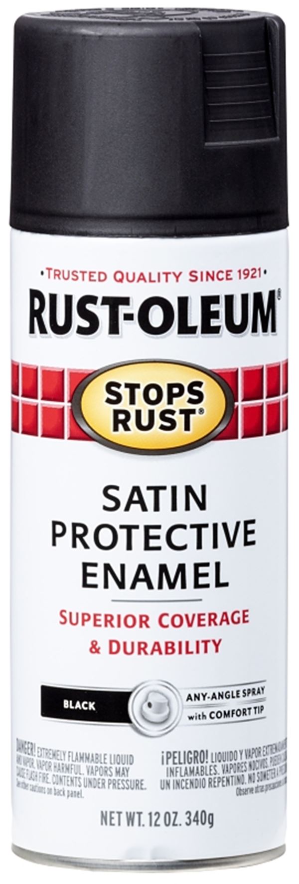 Rust-Oleum 7777830 Rust Preventative Spray Paint, Low Satin, Black, 12 oz, Can