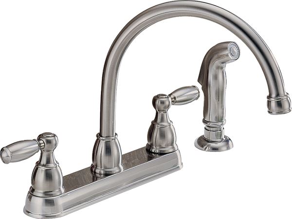 Delta Peerless Claymore Series P299575LF-SS Kitchen Faucet, 1.8 gpm, 2-Faucet Handle, Stainless Steel, Deck