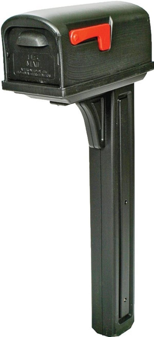 Gibraltar Mailboxes Classic Series GCL10000B Mailbox Post Combo, 800 cu-in Mailbox, Plastic Mailbox, Plastic Post, Black