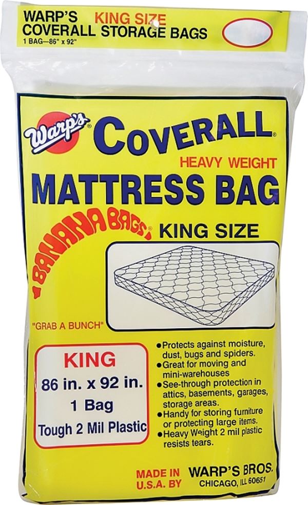 Wrap's Banana Bags CB-86 Storage Bag, King, Plastic, Yellow, 86 in L, 92 in W, 2 mil Thick