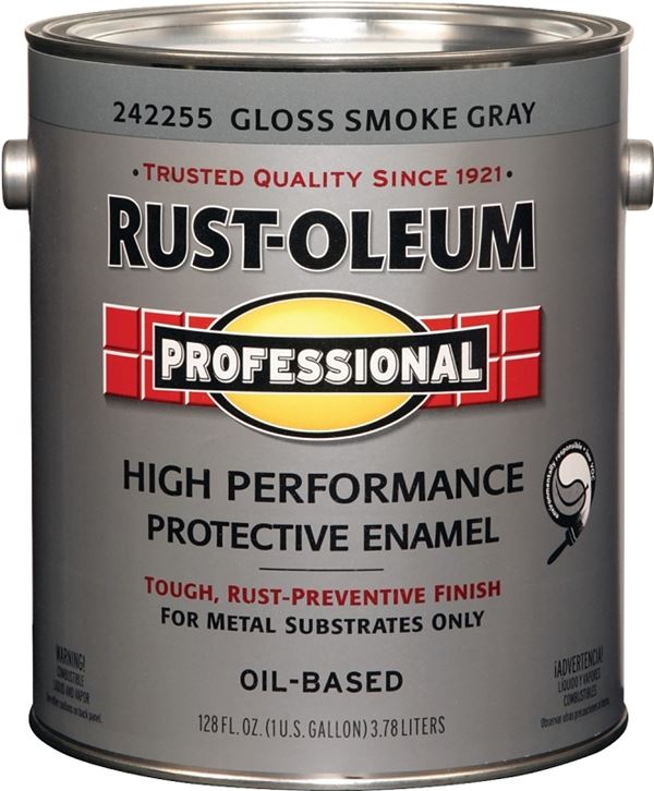 RUST-OLEUM PROFESSIONAL 242255 Protective Enamel, Gloss, Smoke Gray, 1 gal Can, Pack of 2