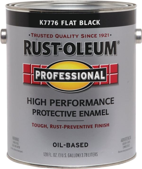 RUST-OLEUM PROFESSIONAL K7776402 Protective Enamel, Flat, Black, 1 gal Can, Pack of 2