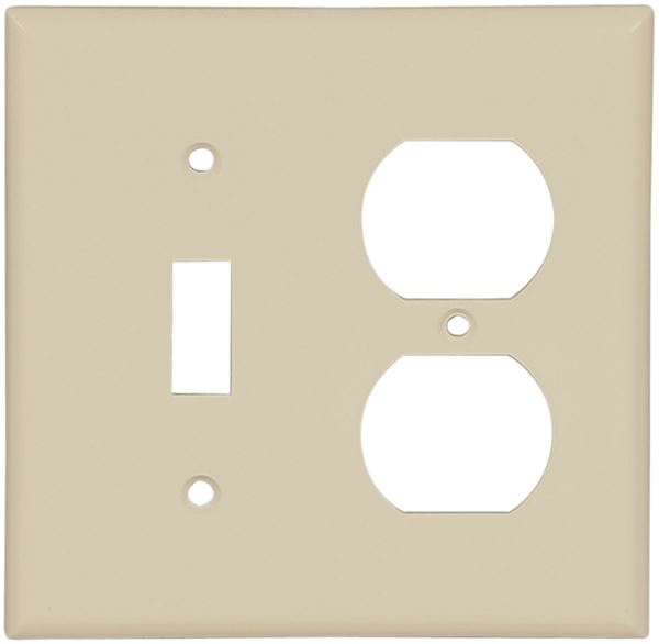 Eaton Wiring Devices 2138V-BOX Combination Wallplate, 4-1/2 in L, 4-9/16 in W, 2 -Gang, Thermoset, Ivory, Pack of 10