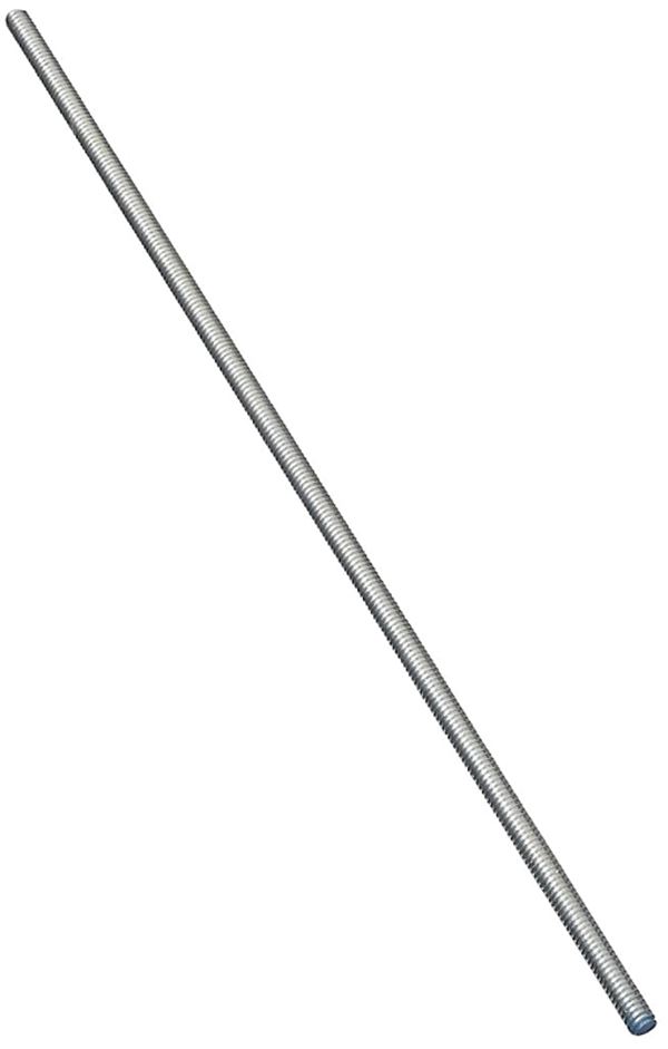 Stanley Hardware N179-416 Threaded Rod, 1/4-20 Thread, 24 in L, A Grade, Steel, Zinc, UNC Thread