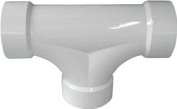 Canplas 193723 2-Way Cleanout Pipe Tee, 3 in, Hub, PVC, White