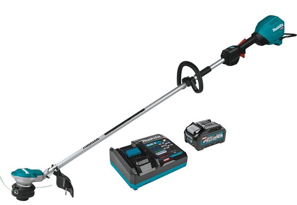 Makita GRU01M1 Cordless String Trimmer Kit, Battery Included, 4 Ah, 40 V, Lithium-Ion, 3-Speed, Adjustable, Loop Handle