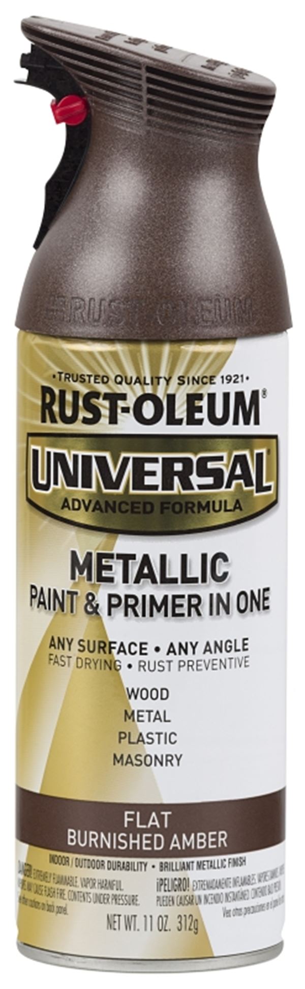 Rust-Oleum 271472 Spray Paint, Flat/Metallic, Amber, 11 oz, Can