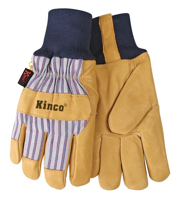 Heatkeep 1927KW-M Protective Gloves, Men's, M, Wing Thumb, Knit Wrist Cuff, Blue/Tan