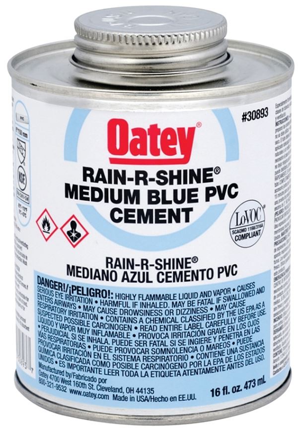 Oatey 30893 Solvent Cement, 16 oz Can, Liquid, Blue