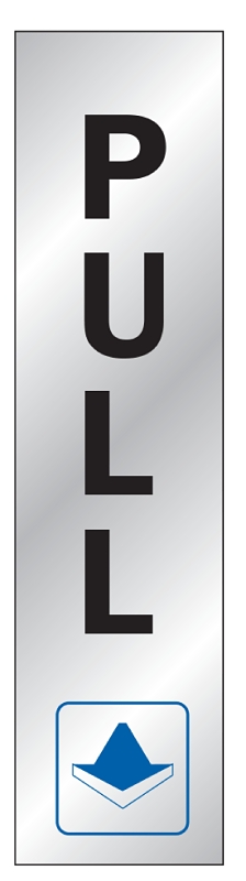 Hy-Ko 498 Sign, Pull, Silver Background, Vinyl, 2 x 8 in Dimensions, Pack of 10