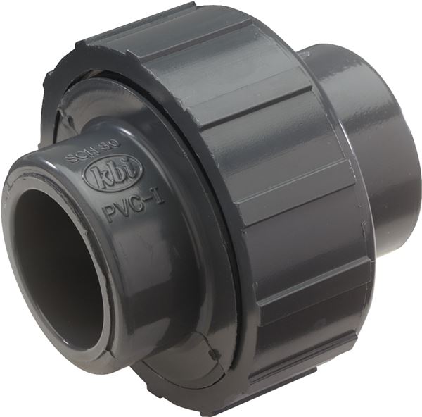 B & K 164-607 Pipe Union, 1-1/2 in, Solvent Weld, PVC, Gray, SCH 80 Schedule, 150 psi Pressure