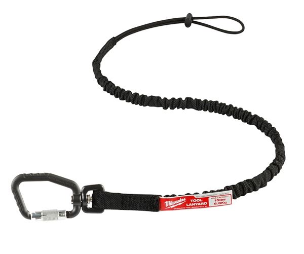 Milwaukee 48-22-8815 Locking Tool Lanyard, 36.3 in L, 15 lb Working Load, Rubber/Nylon Line, Black