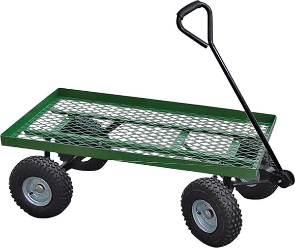 Landscapers Select YTL22114 Garden Cart, 600 lb, Steel Deck, 4-Wheel, 10 in Wheel, Pneumatic Wheel, Comfort-Grip Handle