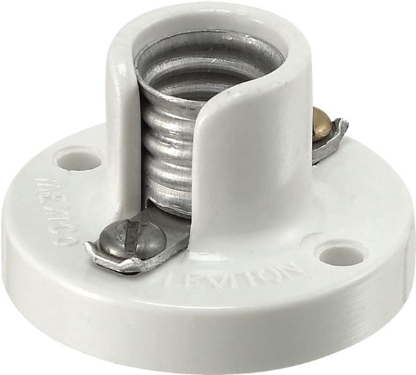 Leviton 10028 Lamp Holder, 125 V, 75 W, Phenolic Housing Material, White