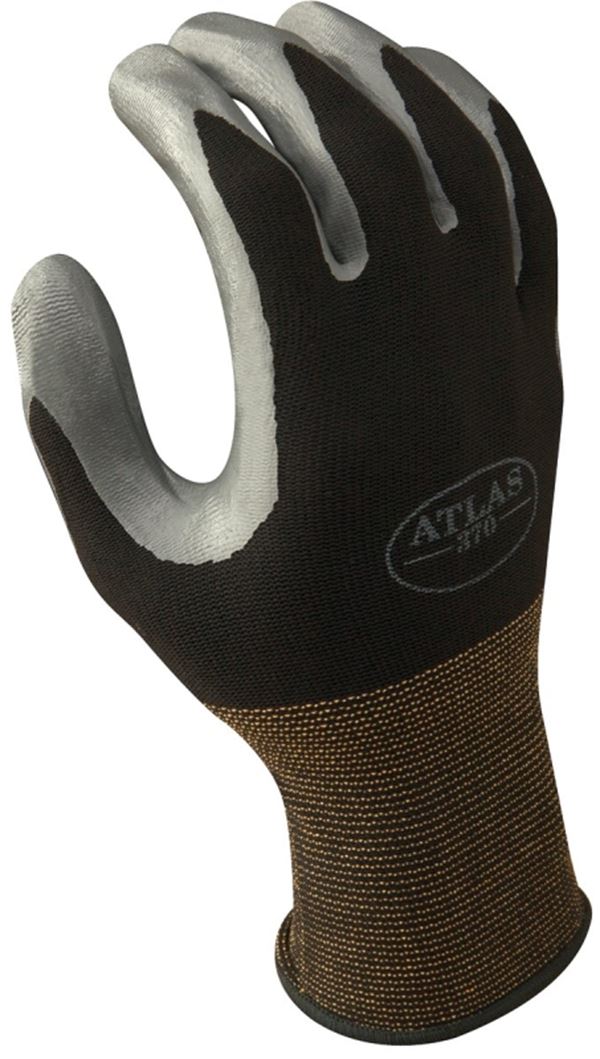 Showa 370BM-07.RT Protective Gloves, M, Knit Wrist Cuff, Nitrile, Black/Gray