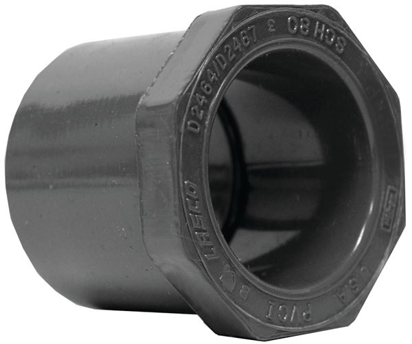 Lasco 837209BC Reducing Bushing, 1-1/2 x 1/2 in, Spigot x Slip, PVC, SCH 80 Schedule