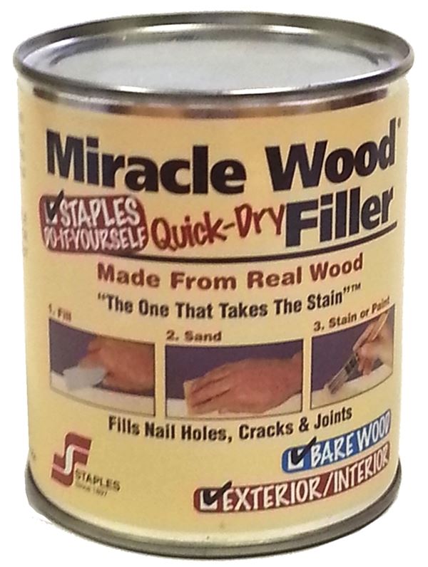 Staples Miracle Wood 902 Wood Filler, Putty, Strong Solvent, Natural, 0.5 lb