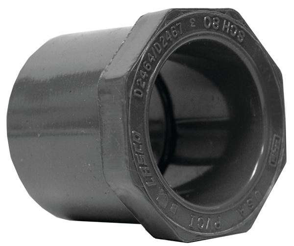 Lasco 837130BC Reducing Bushing, 1 in, Spigot x Slip, PVC, SCH 80 Schedule