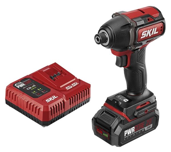 SKIL ID573902 Impact Driver Kit, Battery Included, 20 V, 2 Ah, 1/4 in Drive, Hex Drive, 0 to 3400 ipm