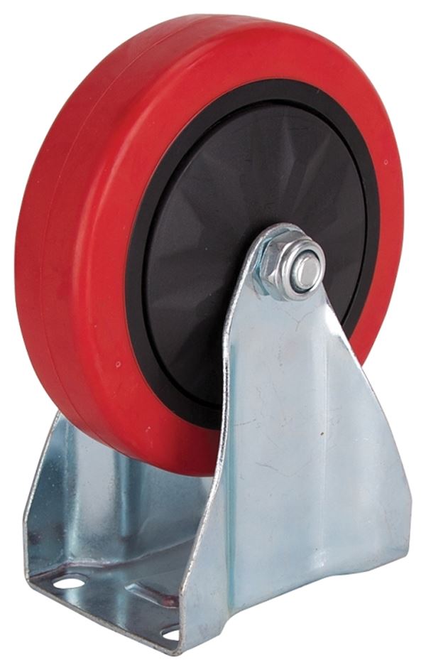 ProSource JC-382-G Rigid Caster, 5 in Dia Wheel, 30 mm W Wheel, PU Wheel, Red, 275 lb, Steel Housing Material