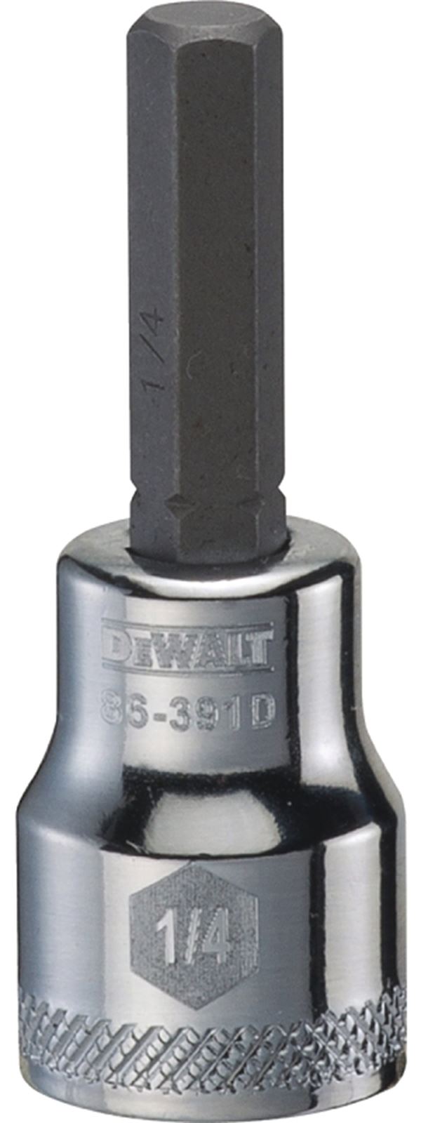 DeWALT DWMT86391OSP Fractional Hex Bit Socket, 1/4 in Tip, 3/8 in Drive, Polished Chrome Vanadium, 1-31/32 in OAL