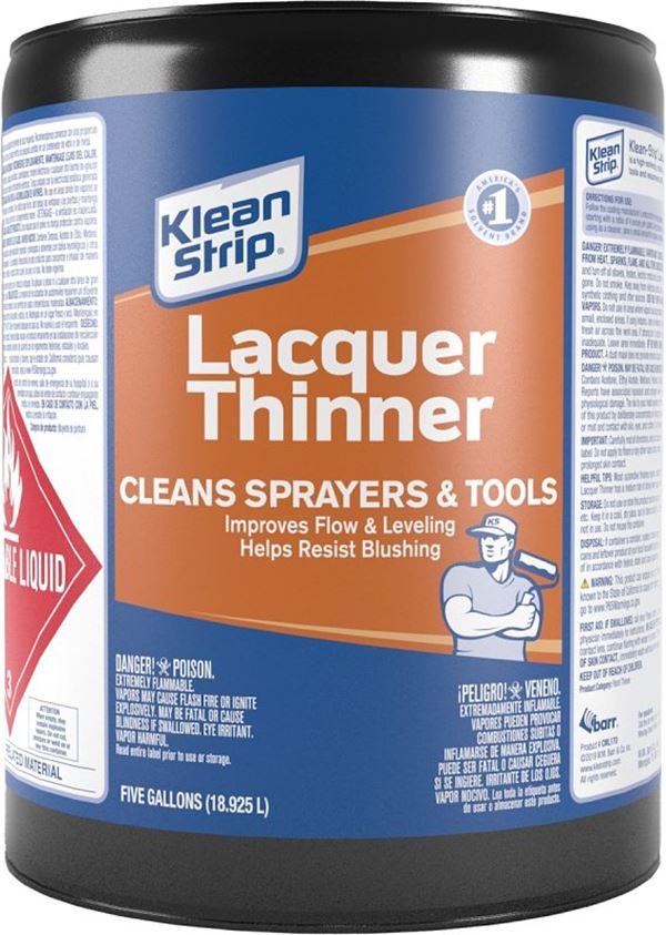 Klean Strip CML170 Lacquer Thinner, Liquid, Free, Clear, Water White, 5 gal, Can