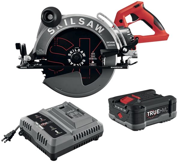 SKILSAW SPTH70M-11 Worm Drive Saw Kit, Battery Included, 48 V, 5 Ah, 10-1/4 in Dia Blade, 0 to 51 deg Bevel