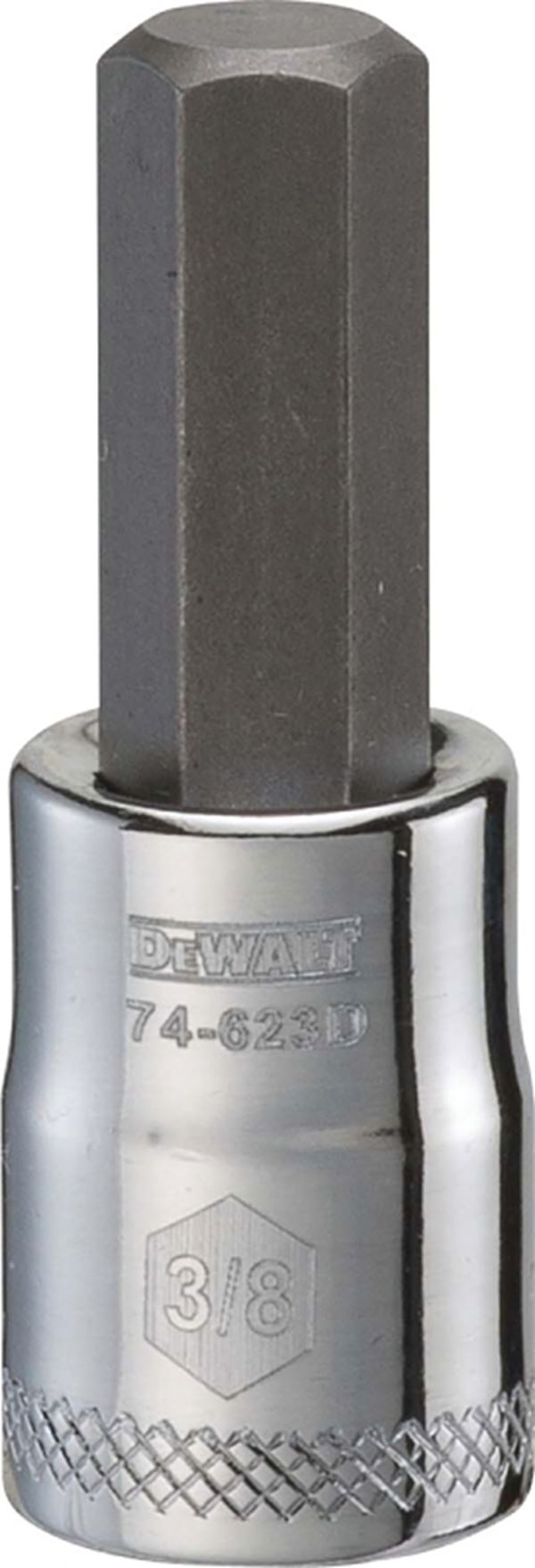 DeWALT DWMT74623OSP Fractional Hex Bit Socket, 3/8 in Tip, 3/8 in Drive, Polished Chrome Vanadium, 1-31/32 in OAL