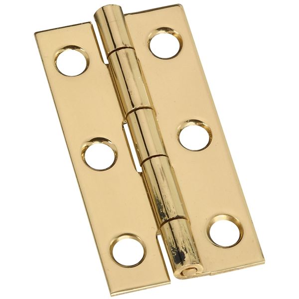 National Hardware N211-235 Decorative Narrow Hinge, 2 in H Door Leaf, 0.04 in Thick Door Leaf, Brass, Solid Brass, 5 lb