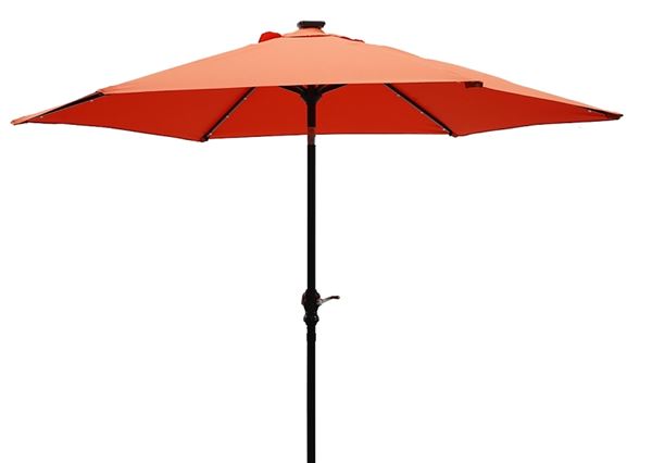 Seasonal Trends Tilt Umbrella, LED Lights, Steel, 9 ft, Orange