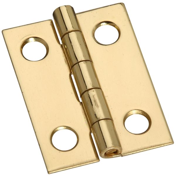 National Hardware N211-177 Decorative Narrow Hinge, 1 in H Door Leaf, 0.02 in Thick Door Leaf, Brass, Solid Brass, 2 lb