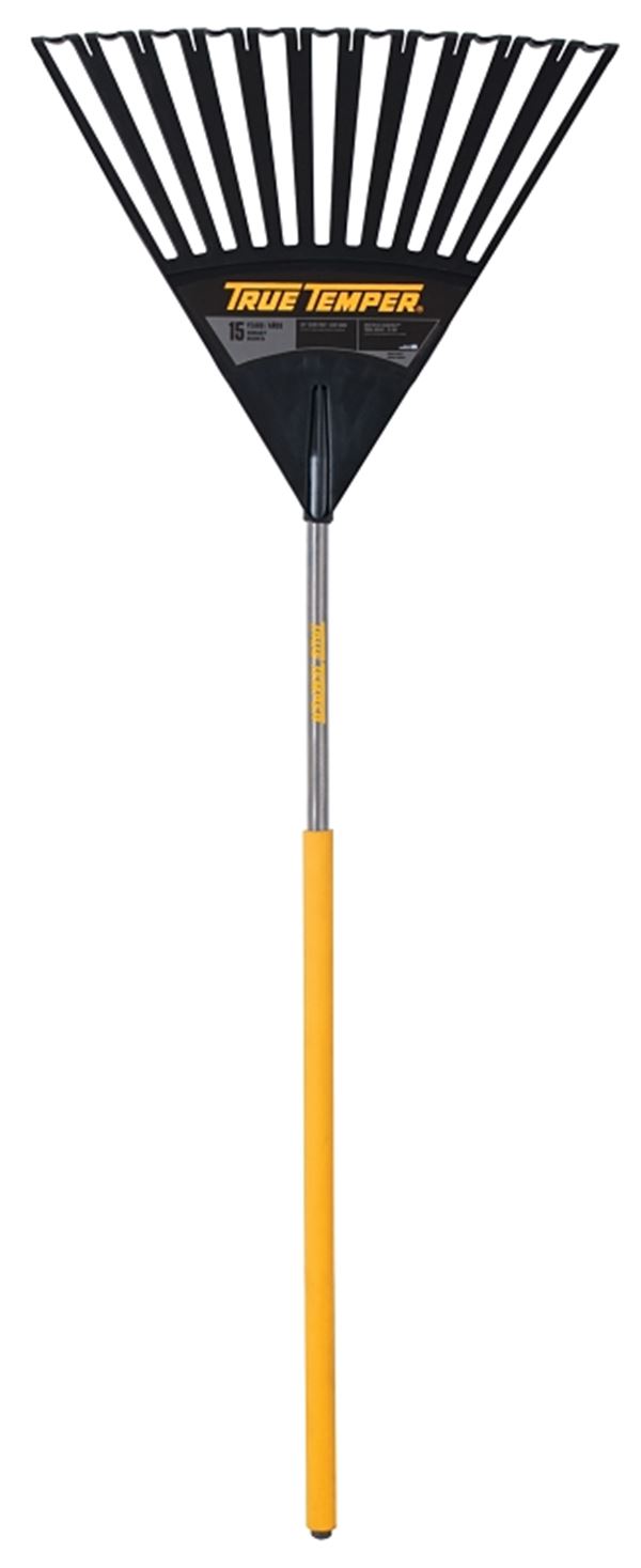 True Temper 2914912 Leaf Rake, Poly Tine, 15-Tine, Hardwood Handle, 48 in L Handle