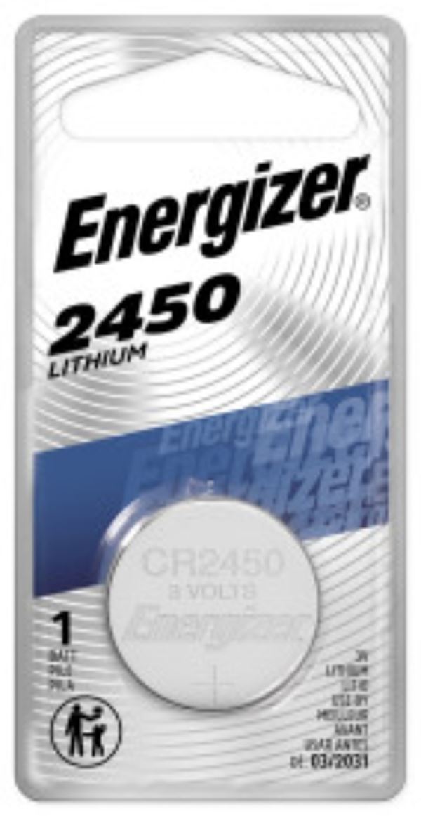 Energizer ECR2450BP Coin Cell Battery, 3 V Battery, 620 mAh, CR2450 Battery, Lithium, Manganese Dioxide, Pack of 6