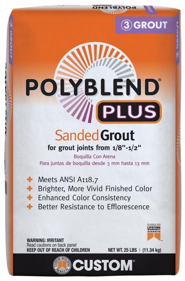 Custom Polyblend Plus PBPG38225 Sanded Grout, Bone White, 25 lb Bag