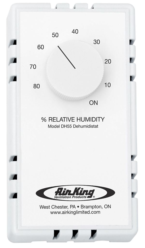 Air King DH55 Humidity Sensing Switch, White, For: Exhaust Fans