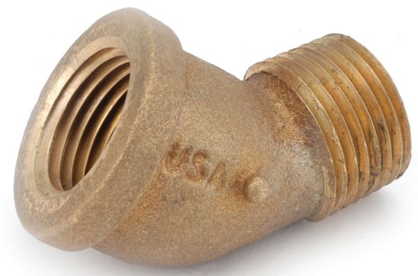 Anderson Metals 738124-12 Street Pipe Elbow, 3/4 in, FIP x MIP, 45 deg Angle, Brass, Rough, 200 psi Pressure