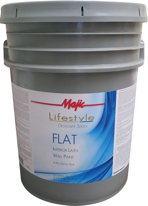 Majic Paints 8-1812-5 Interior Paint, Flat Sheen, Medium, 5 gal, Can, 350 sq-ft Coverage Area