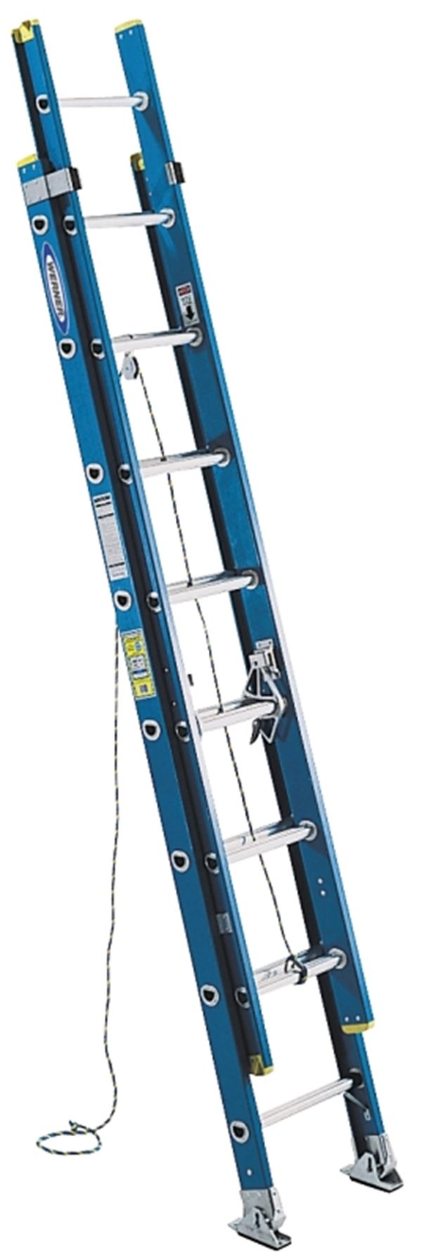 Werner D6024-2 Extension Ladder, 23 ft H Reach, 250 lb, Fiberglass