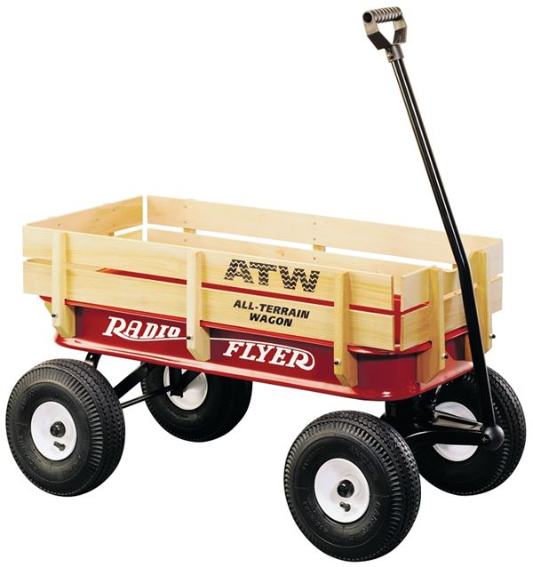 Radio Flyer 32Z Terrain Wagon, 200 lb, Steel/Wood, Red, Pneumatic Wheel