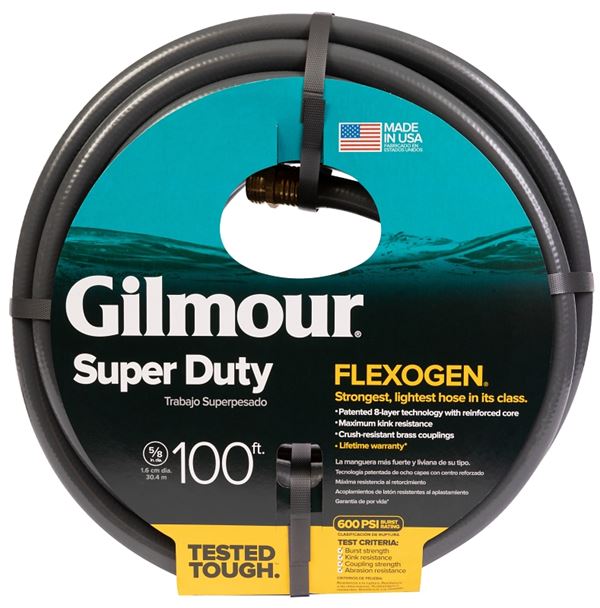 Gilmour 874001-1001 Garden Hose, 100 ft L, Gray