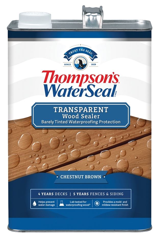 Thompson's WaterSeal TH.091301-16 Wood Sealer, Transparent, Liquid, Chestnut Brown, 1 gal, Pack of 4