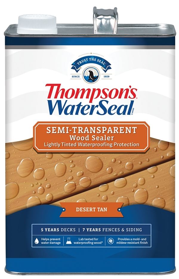 Thompson's WaterSeal TH.092701-16 Waterproofing Stain, Semi-Transparent, Desert Tan, 1 gal, Pack of 4