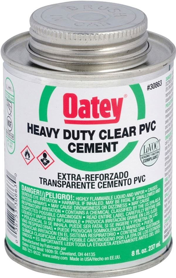 Oatey 30876 Solvent Cement, 16 oz Can, Liquid, Clear