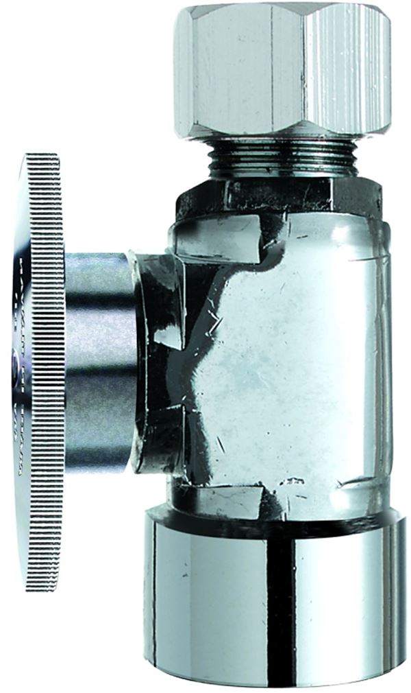 Plumb Pak PP53-1PCLF Shut-Off Valve, 1/2 x 1/2 in Connection, FIP x Compression, Brass Body